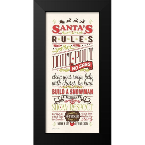 Santas Rules Black Modern Wood Framed Art Print by Marrott, Stephanie