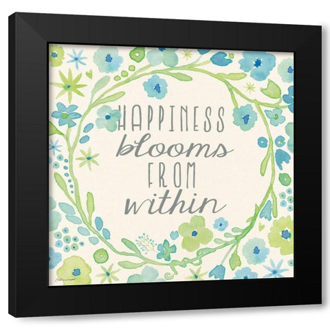 Happiness Blooms Black Modern Wood Framed Art Print with Double Matting by Marrott, Stephanie