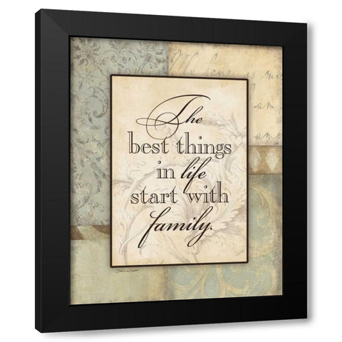 Start With Family Black Modern Wood Framed Art Print by Marrott, Stephanie