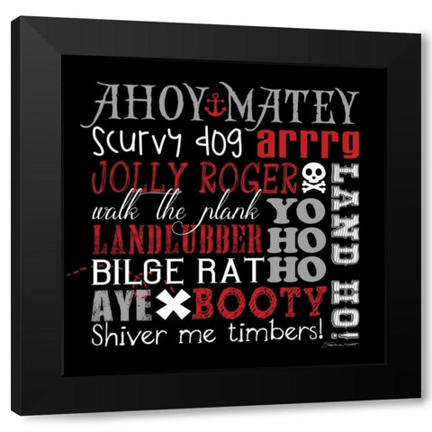 Pirate Speak Black Modern Wood Framed Art Print with Double Matting by Marrott, Stephanie