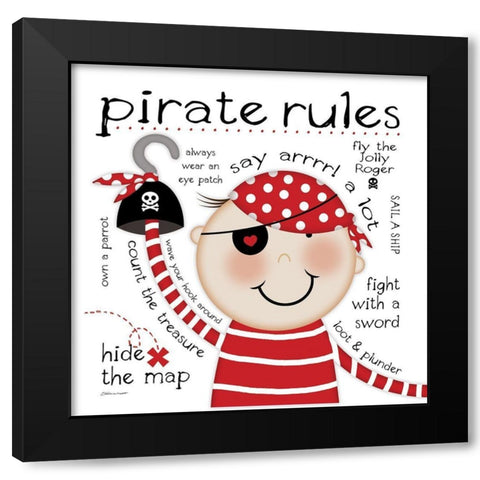 Pirate Rules Black Modern Wood Framed Art Print by Marrott, Stephanie