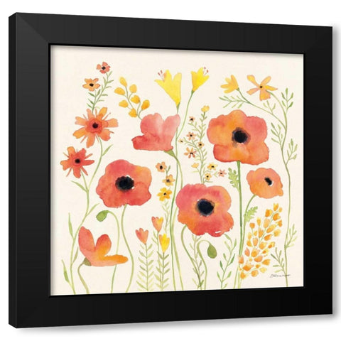 Confetti Garden Black Modern Wood Framed Art Print with Double Matting by Marrott, Stephanie