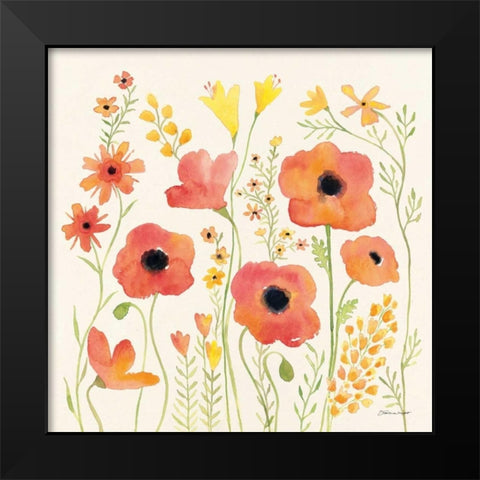 Confetti Garden Black Modern Wood Framed Art Print by Marrott, Stephanie