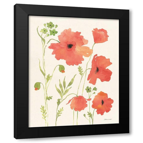 Poppy Garden Black Modern Wood Framed Art Print by Marrott, Stephanie