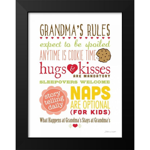 Grandmas Rules I Black Modern Wood Framed Art Print by Marrott, Stephanie