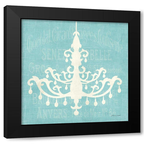 Chandelier on Blue Black Modern Wood Framed Art Print with Double Matting by Marrott, Stephanie
