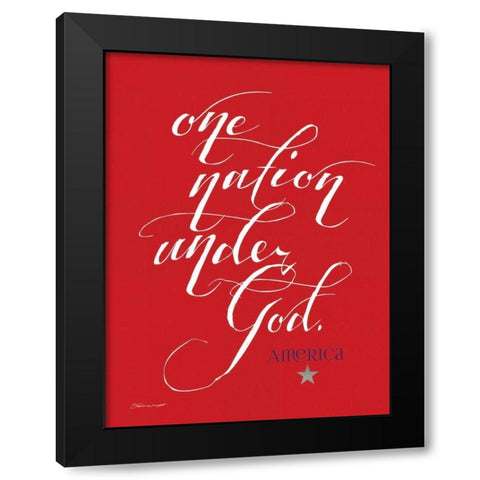 One Nation Red Black Modern Wood Framed Art Print by Marrott, Stephanie