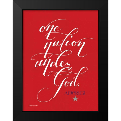 One Nation Red Black Modern Wood Framed Art Print by Marrott, Stephanie