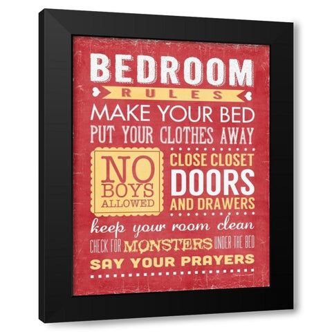 Bedroom Rules II Black Modern Wood Framed Art Print with Double Matting by Marrott, Stephanie