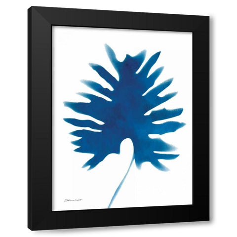 Tropical Leaf in Blue Black Modern Wood Framed Art Print with Double Matting by Marrott, Stephanie