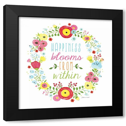Happiness Blooms Black Modern Wood Framed Art Print with Double Matting by Marrott, Stephanie