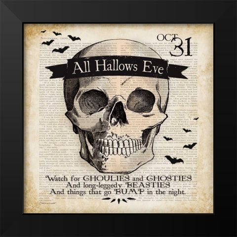 Skull Black Modern Wood Framed Art Print by Marrott, Stephanie