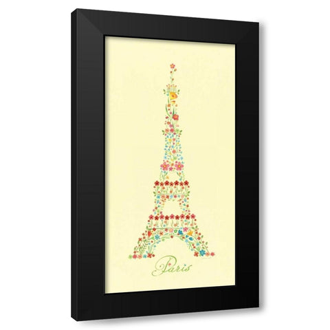 Eiffel Tower in Flowers II Black Modern Wood Framed Art Print with Double Matting by Marrott, Stephanie