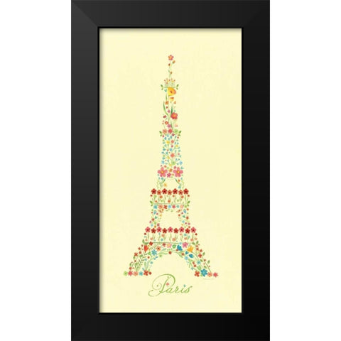 Eiffel Tower in Flowers II Black Modern Wood Framed Art Print by Marrott, Stephanie
