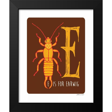 E is For Earwig Black Modern Wood Framed Art Print by Marrott, Stephanie