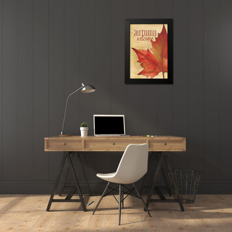 Autumn Welcome I  Black Modern Wood Framed Art Print by Marrott, Stephanie