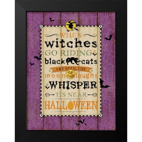 Witches Go Riding Black Modern Wood Framed Art Print by Marrott, Stephanie