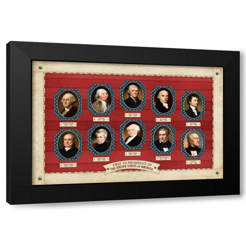 10 Presidents Black Modern Wood Framed Art Print with Double Matting by Marrott, Stephanie