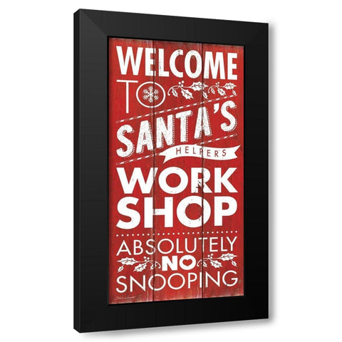 Santas Workshop Black Modern Wood Framed Art Print with Double Matting by Marrott, Stephanie