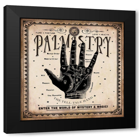 Palmistry Black Modern Wood Framed Art Print by Marrott, Stephanie