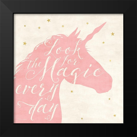 Unicorn Wishes Black Modern Wood Framed Art Print by Marrott, Stephanie