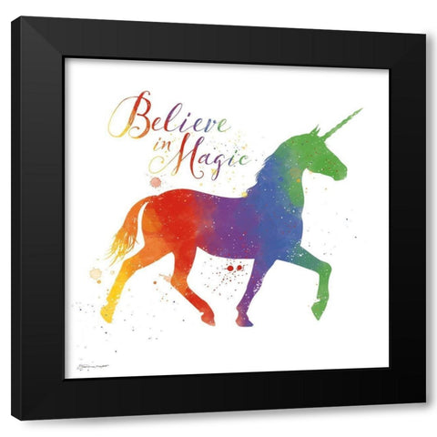 Magic Unicorn Black Modern Wood Framed Art Print with Double Matting by Marrott, Stephanie
