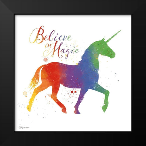 Magic Unicorn Black Modern Wood Framed Art Print by Marrott, Stephanie