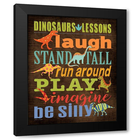 Dinosaur Lessons Black Modern Wood Framed Art Print with Double Matting by Marrott, Stephanie