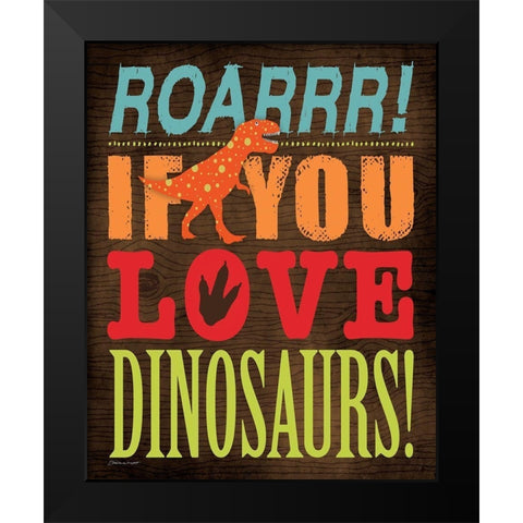 Roarrr! Black Modern Wood Framed Art Print by Marrott, Stephanie
