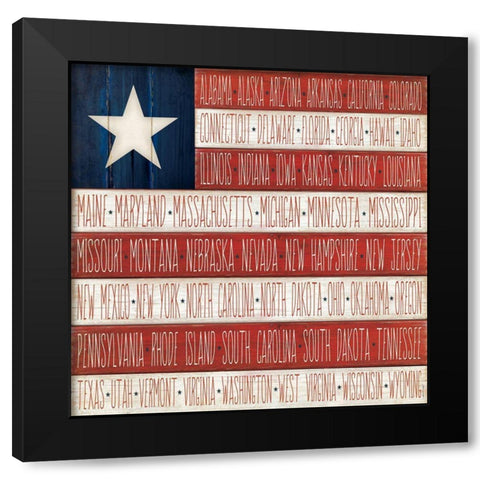USA Black Modern Wood Framed Art Print by Marrott, Stephanie