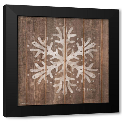 Snowflake On Wood Black Modern Wood Framed Art Print with Double Matting by Marrott, Stephanie