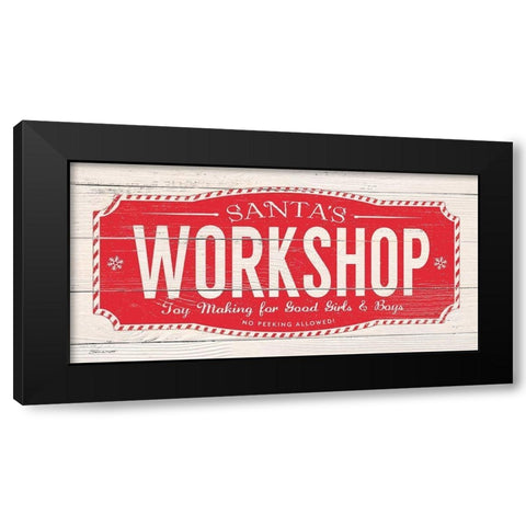 Santas Workshop Black Modern Wood Framed Art Print with Double Matting by Marrott, Stephanie