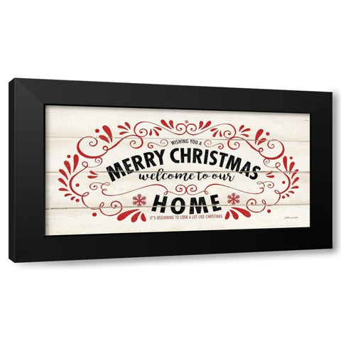 Merry Christmas Black Modern Wood Framed Art Print with Double Matting by Marrott, Stephanie