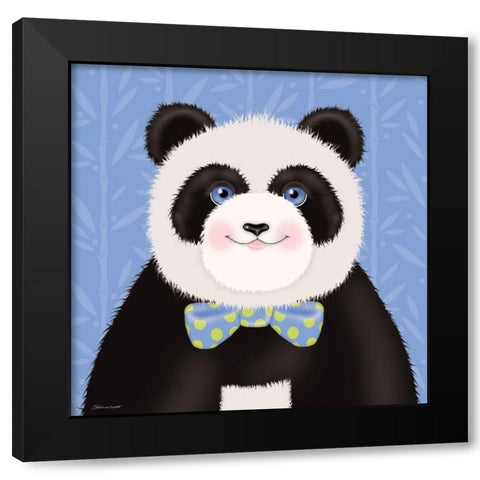 Happy Panda Black Modern Wood Framed Art Print by Marrott, Stephanie