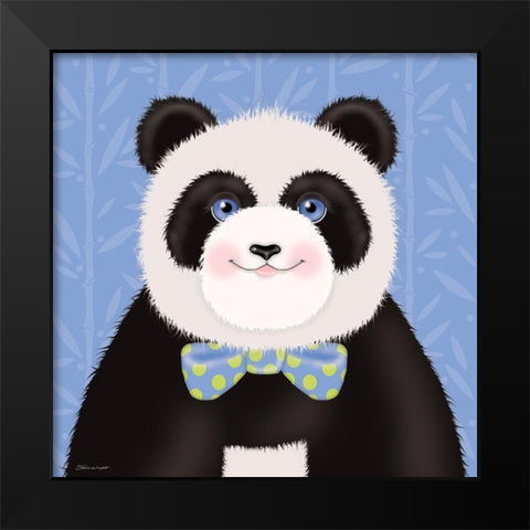 Happy Panda Black Modern Wood Framed Art Print by Marrott, Stephanie