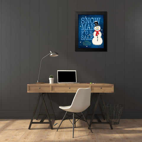 Snowman Black Modern Wood Framed Art Print by Marrott, Stephanie
