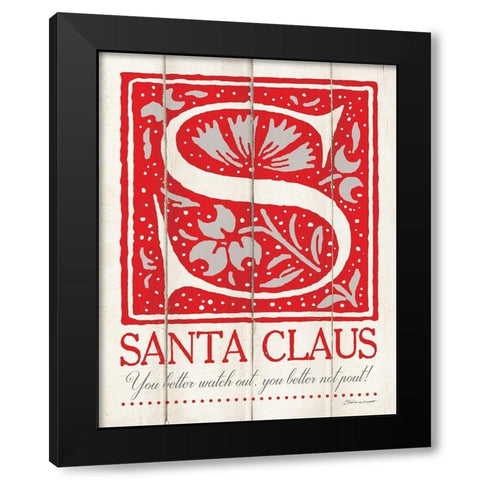 Santa Claus Black Modern Wood Framed Art Print by Marrott, Stephanie