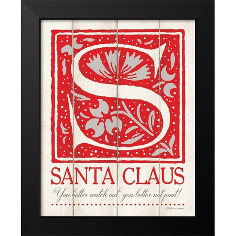 Santa Claus Black Modern Wood Framed Art Print by Marrott, Stephanie