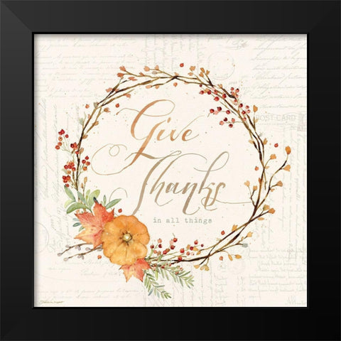 Give Thanks Black Modern Wood Framed Art Print by Marrott, Stephanie