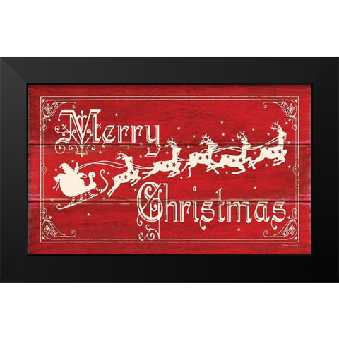 Merry Christmas Black Modern Wood Framed Art Print by Marrott, Stephanie