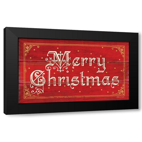 Merry Christmas Black Modern Wood Framed Art Print with Double Matting by Marrott, Stephanie