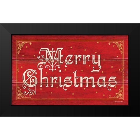 Merry Christmas Black Modern Wood Framed Art Print by Marrott, Stephanie