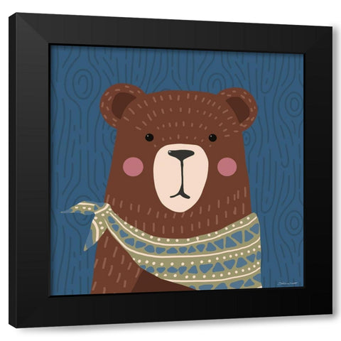 Woodland Bear Black Modern Wood Framed Art Print by Marrott, Stephanie