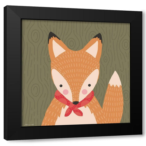 Woodland Fox Black Modern Wood Framed Art Print by Marrott, Stephanie