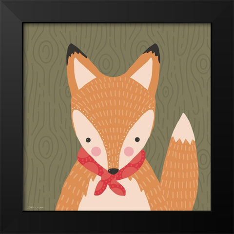 Woodland Fox Black Modern Wood Framed Art Print by Marrott, Stephanie