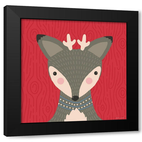 Woodland Deer Black Modern Wood Framed Art Print by Marrott, Stephanie