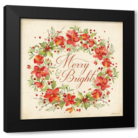 Merry and Bright Black Modern Wood Framed Art Print by Marrott, Stephanie