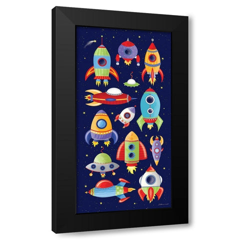 Rocket Shopping Black Modern Wood Framed Art Print by Marrott, Stephanie