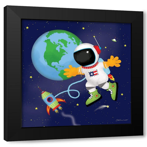 Space Flight Black Modern Wood Framed Art Print by Marrott, Stephanie