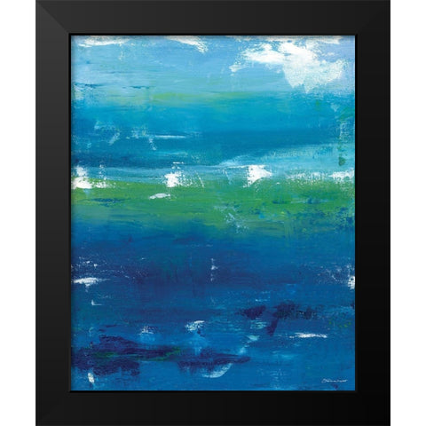Abstract In Blue I Black Modern Wood Framed Art Print by Marrott, Stephanie